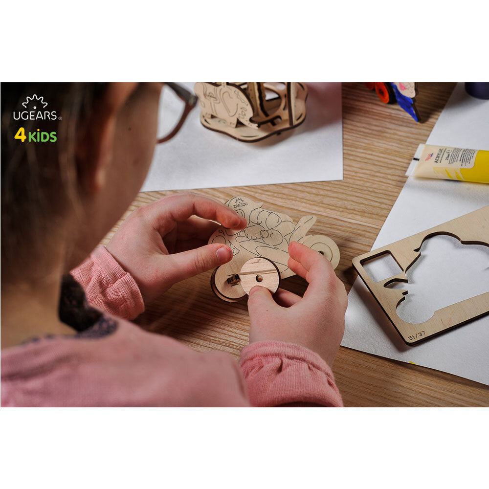 Ugears 3D Colouring Motorcyclist DIY Wooden Puzzle 8pc