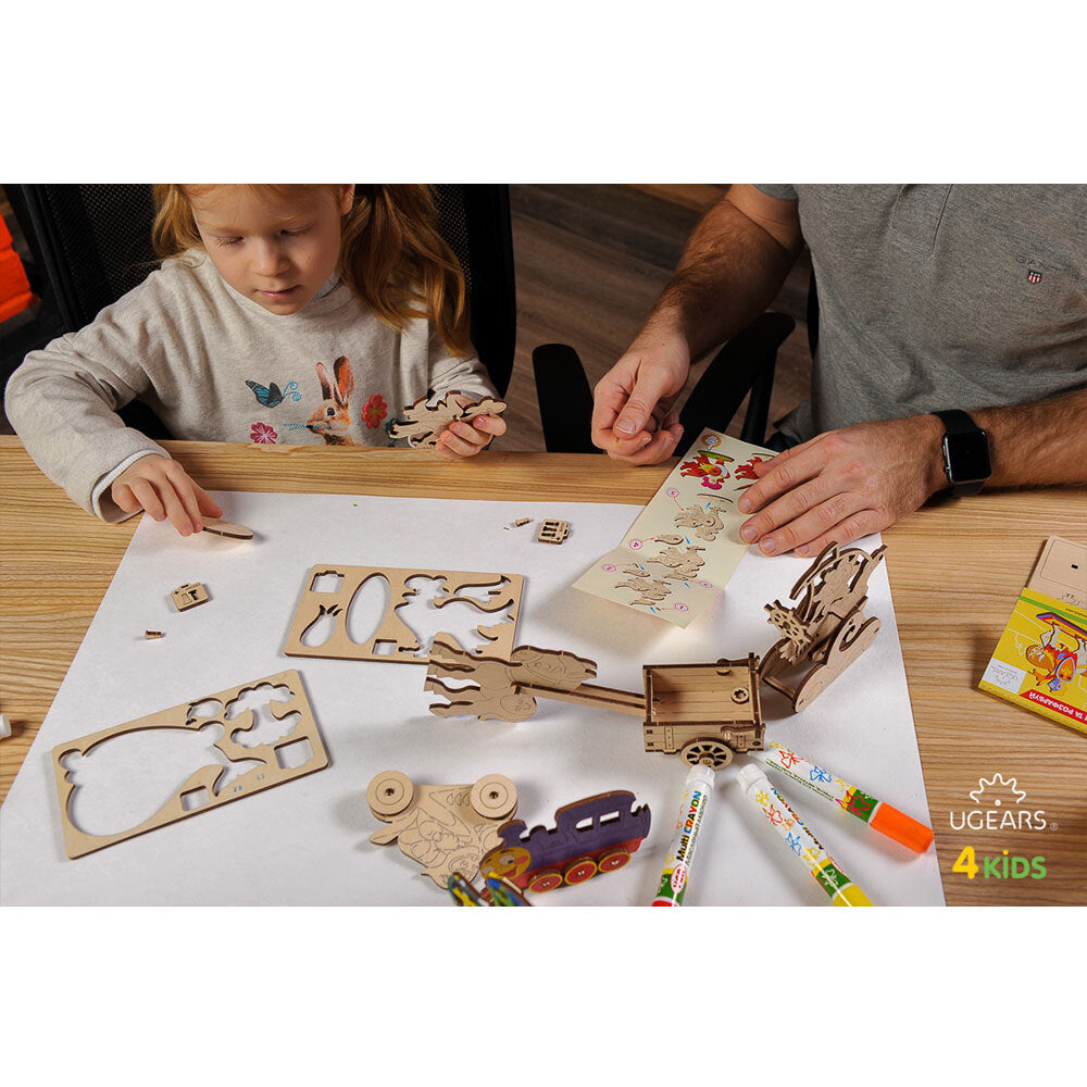 Ugears 3D Painting Cockerel DIY Wooden Puzzle 8pc