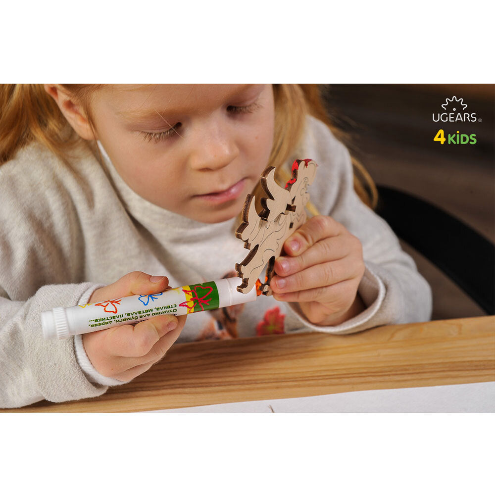 Ugears 3D Painting Cockerel DIY Wooden Puzzle 8pc