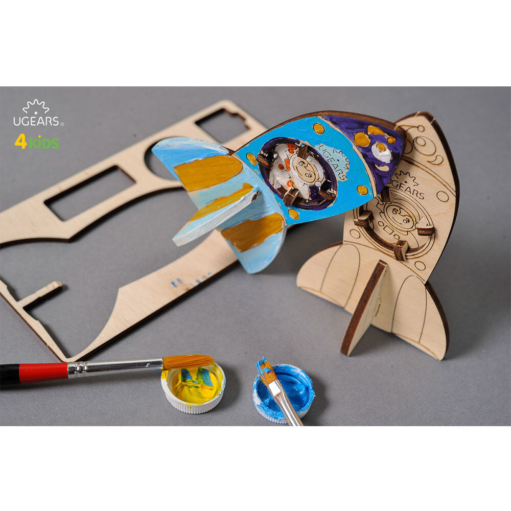 Ugears 3D Painting Rocket DIY Wooden Puzzle 8pc