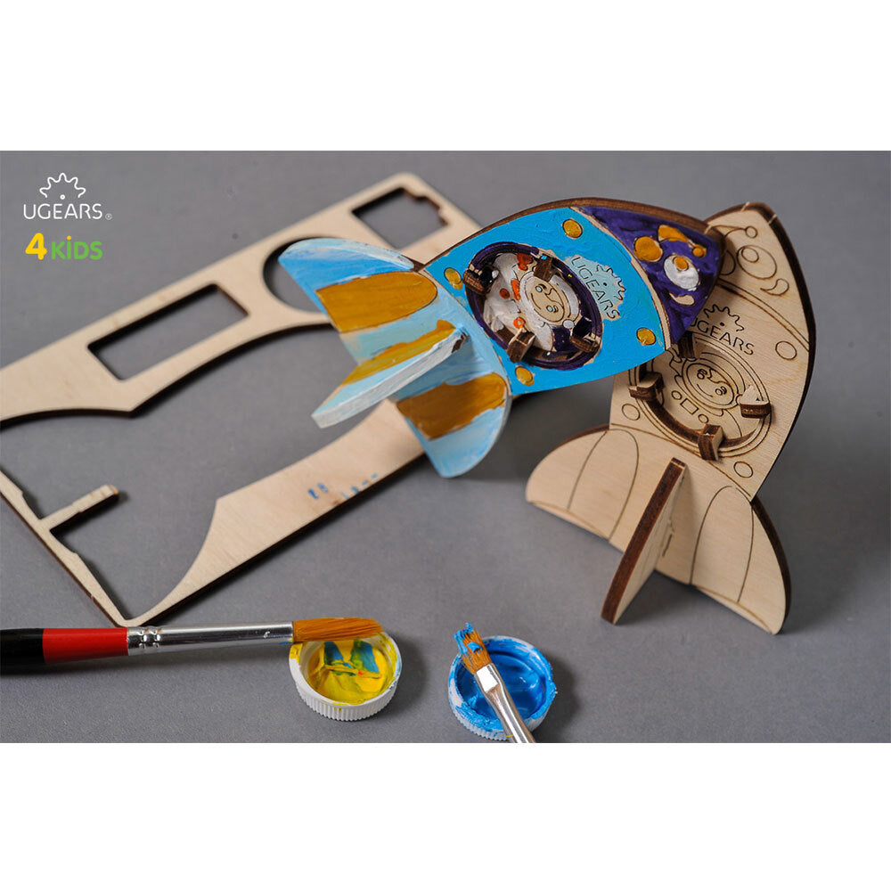 Ugears 3D Painting Rocket DIY Wooden Puzzle 8pc