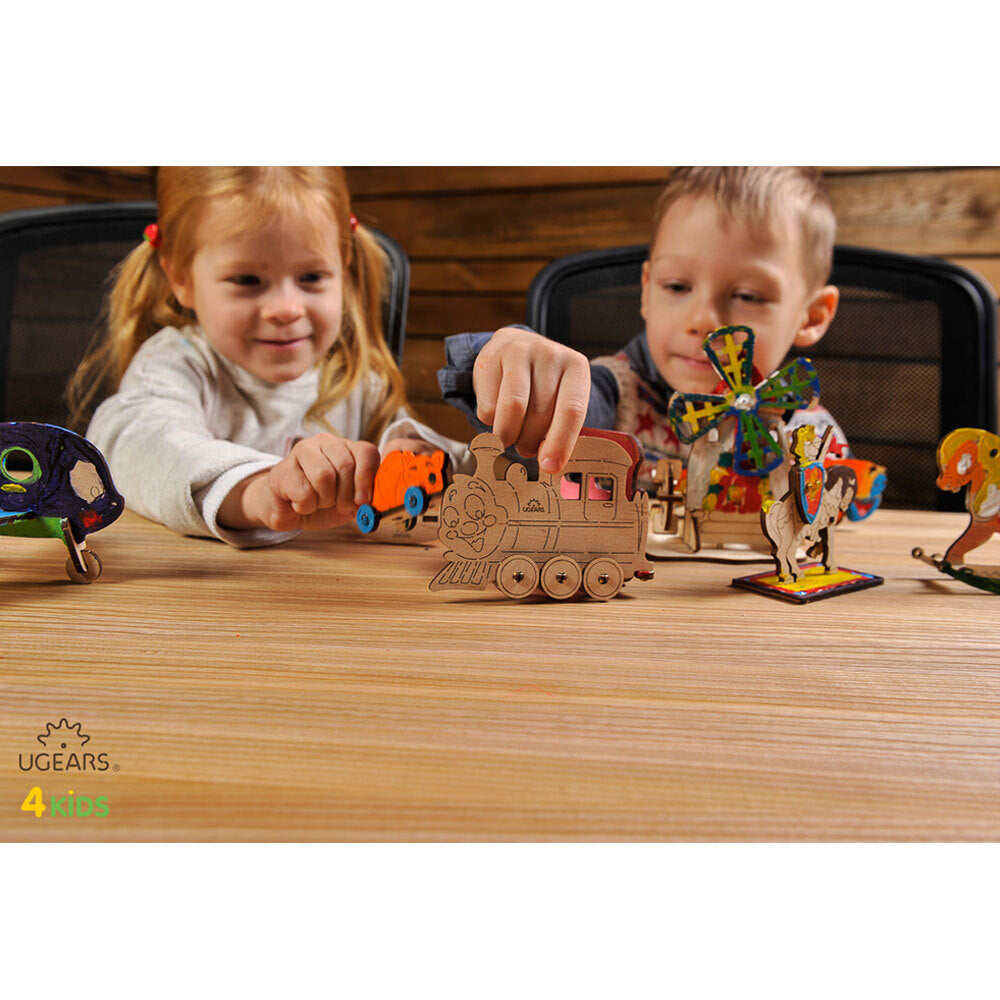 Ugears 3D Painting Locomotive DIY Wooden Puzzle 1pc