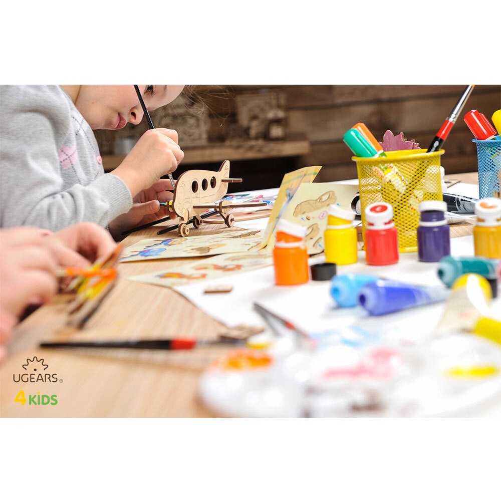 Ugears 3D Painting Airplane DIY Wooden Puzzle 8pc