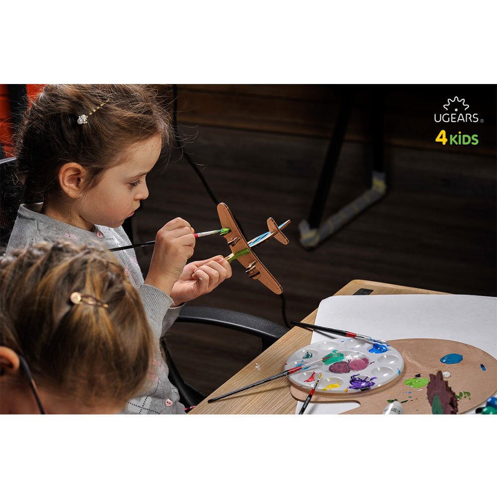 Ugears 3D Painting Airplane DIY Wooden Puzzle 8pc