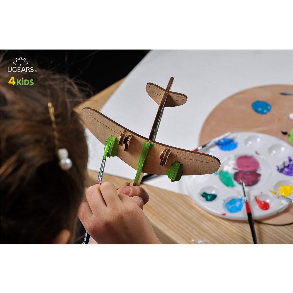 Ugears 3D Painting Airplane DIY Wooden Puzzle 8pc