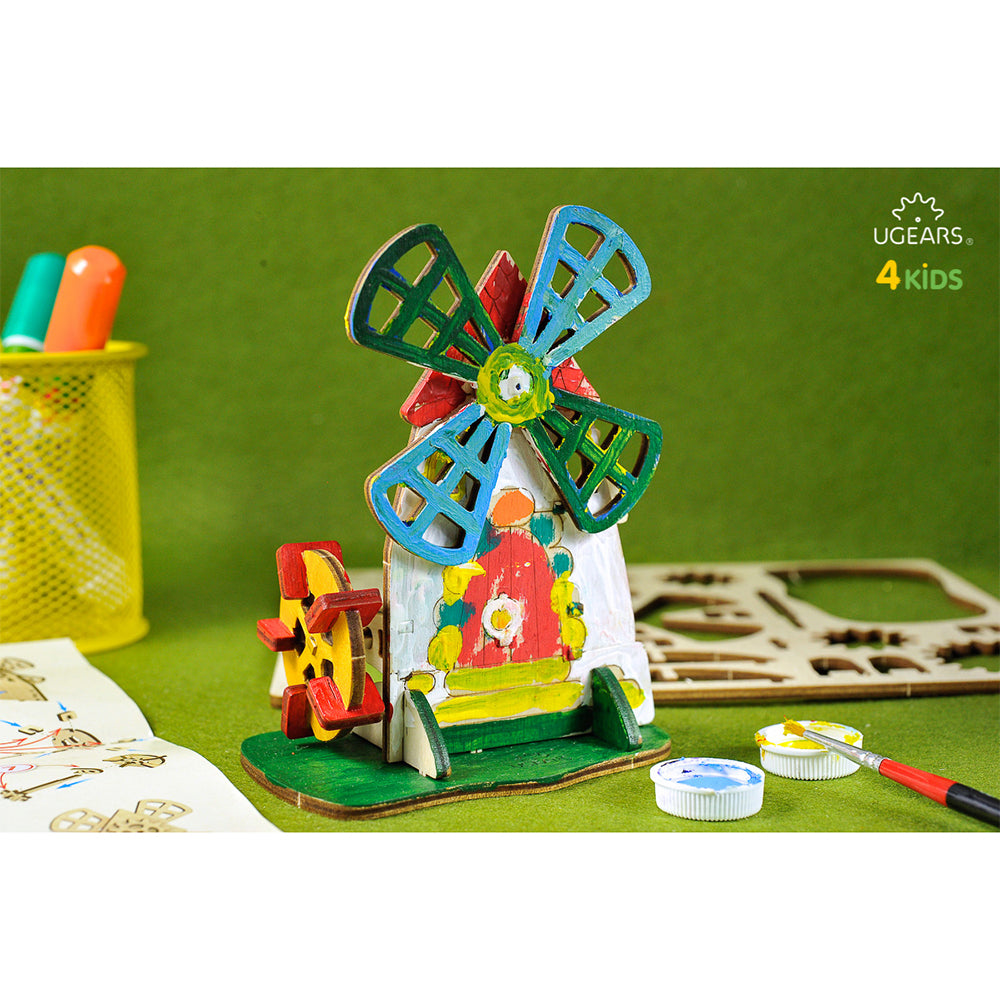 Ugears 3D Painting Windmill DIY Wooden Puzzle 23pc