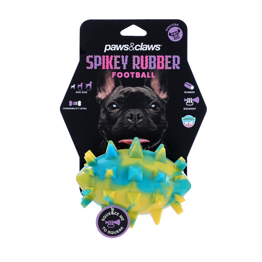 34511-paws-claws-spikey-durable-football-assorted-12x9-5cm