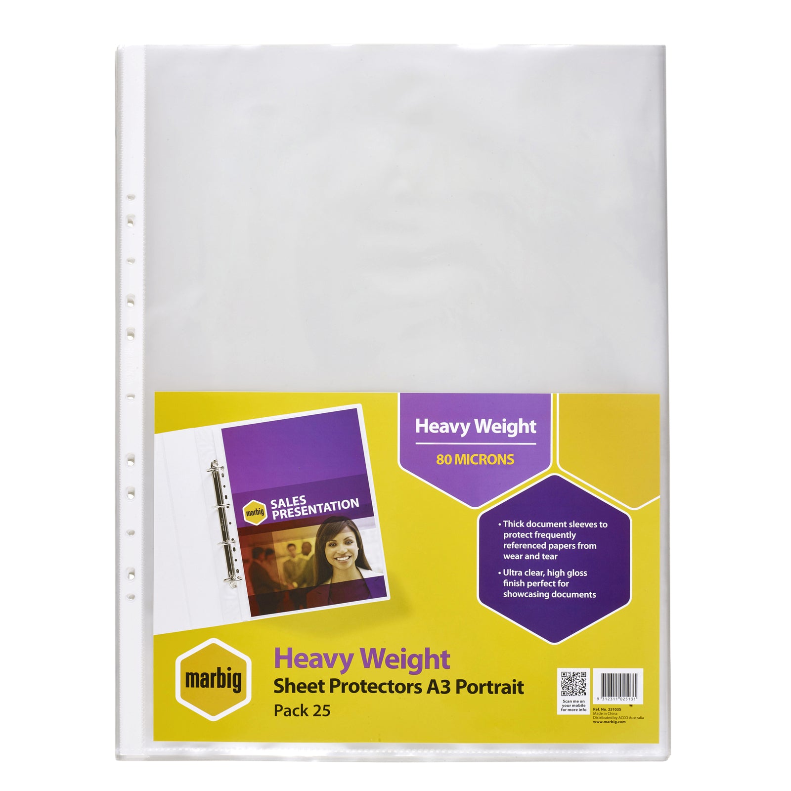 25103s-25pc-marbig-heavy-weight-a3-portrait-ring-binder-sleeve-protectors-clear