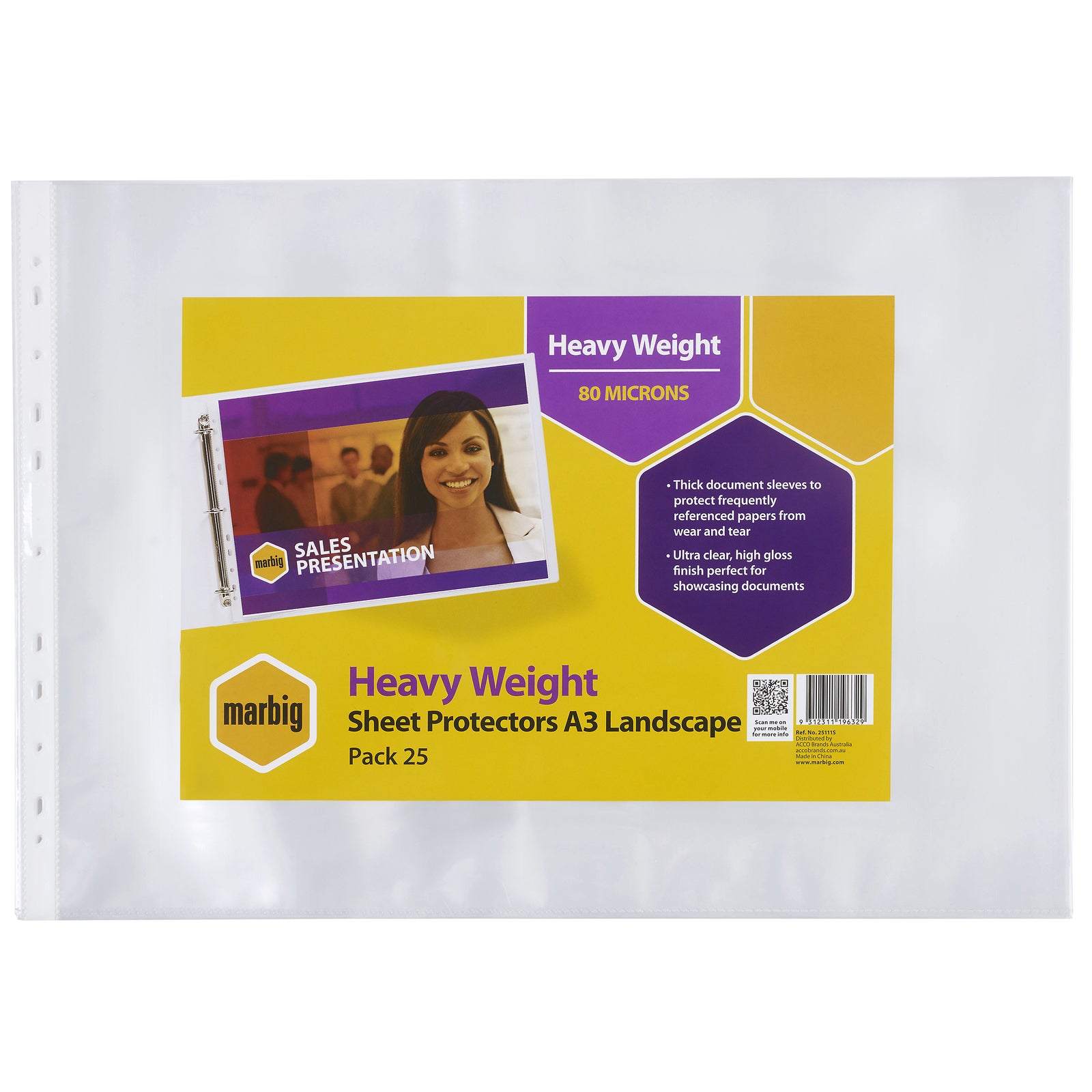 25111s-25pc-marbig-heavy-weight-a3-ring-binder-sleeve-protectors-landscape