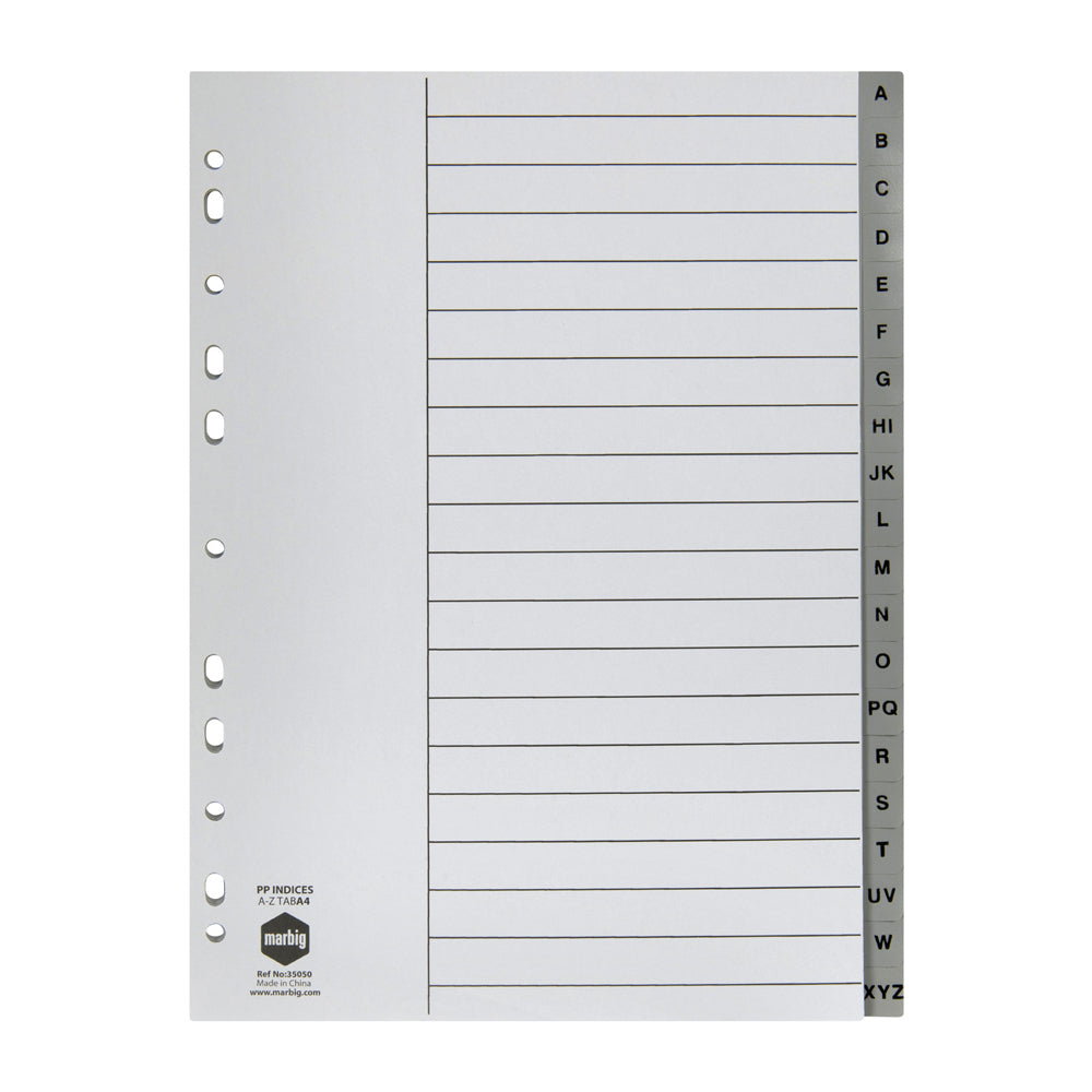 35050-marbig-pp-a-z-tab-a4-binder-indices-dividers-grey