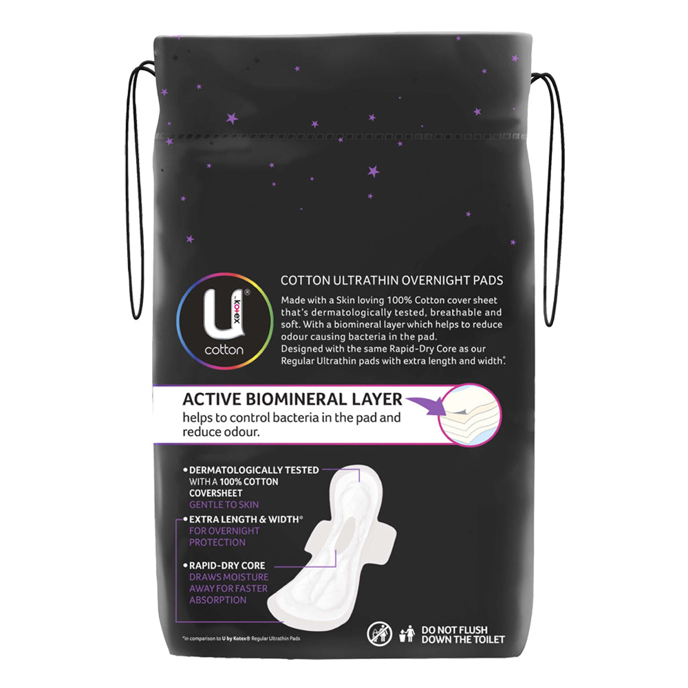 8pc U By Kotex Ultra Thins Overnight Regular With Wings Pads