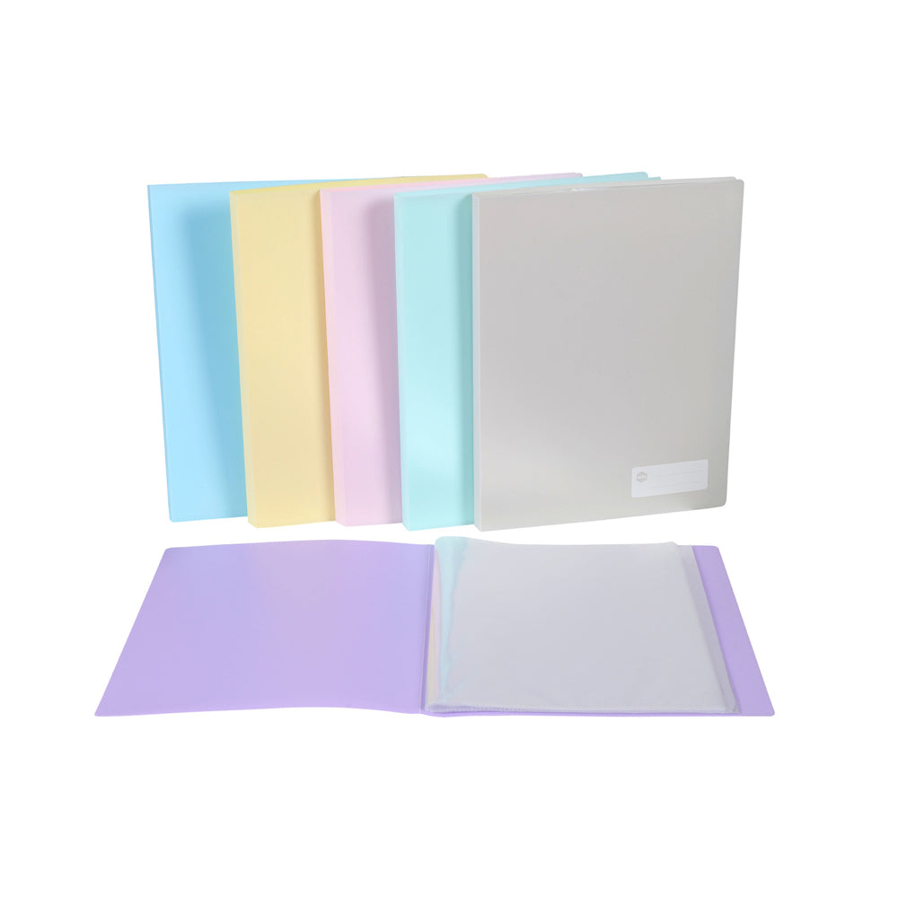 2005599-marbig-20-pocket-a4-non-refillable-display-book-pastel-assorted