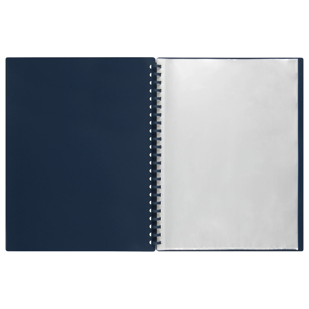 2007027-marbig-20-pocket-a4-refillable-document-display-book-dark-blue
