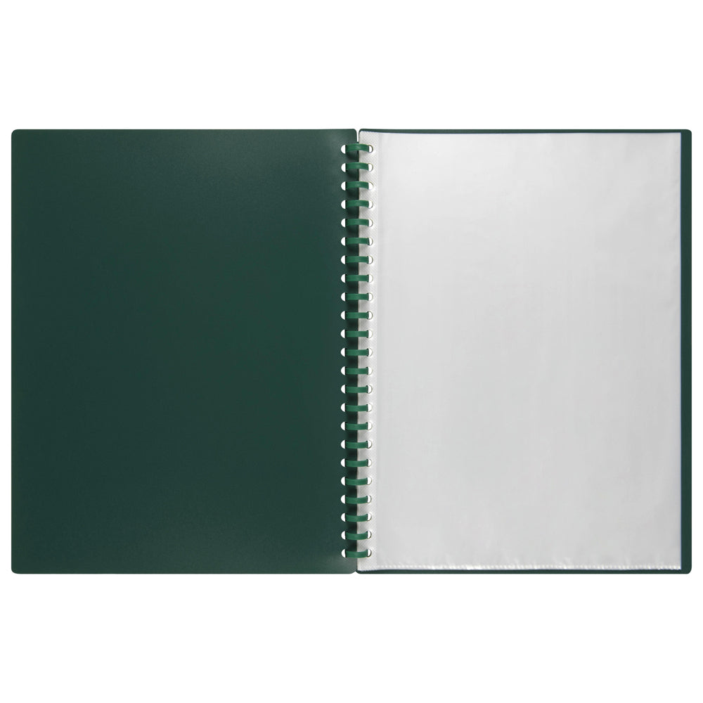 2007028-marbig-20-pocket-a4-refillable-document-display-book-dark-green