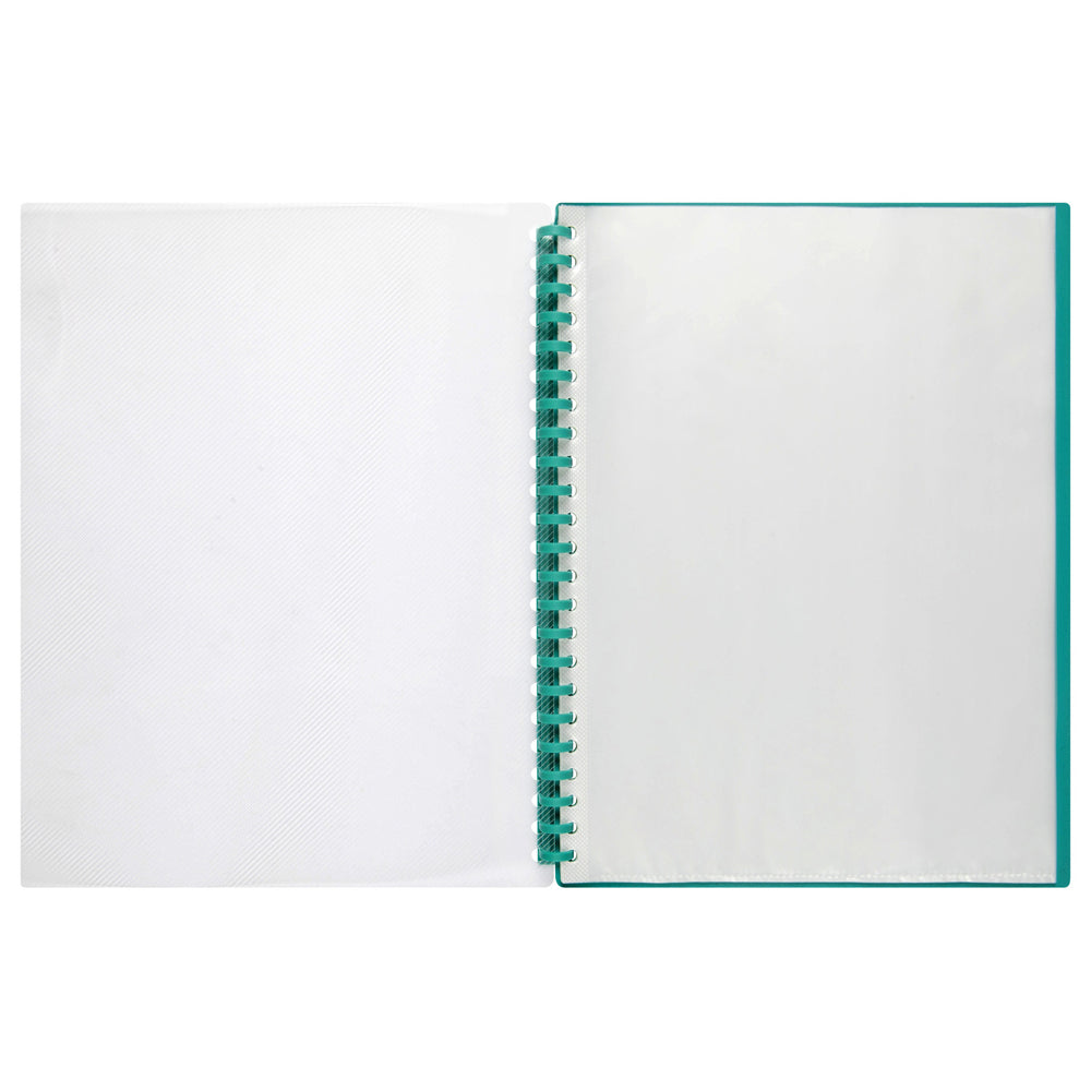 2007204-marbig-20-pocket-a4-refillable-display-book-clear-front-green