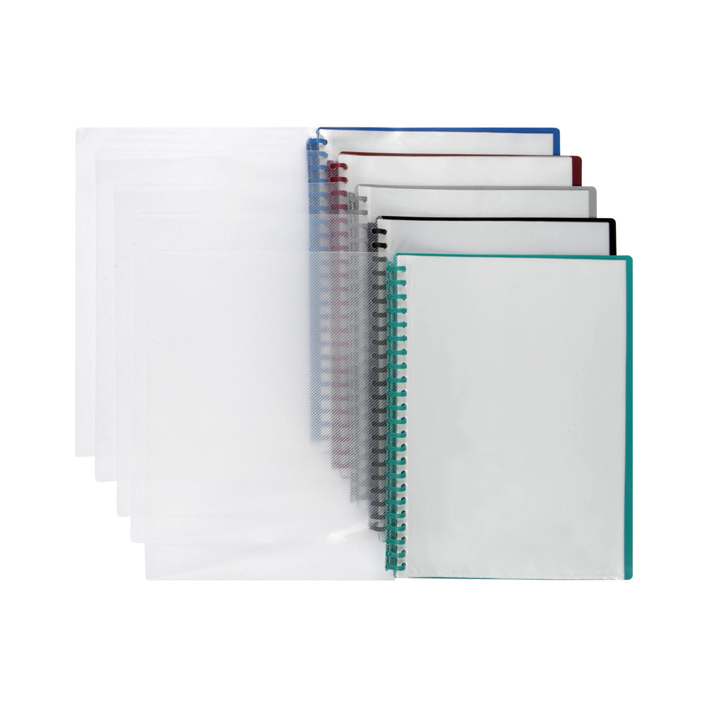 2007299-marbig-20-pocket-a4-refillable-display-book-clear-front-assorted