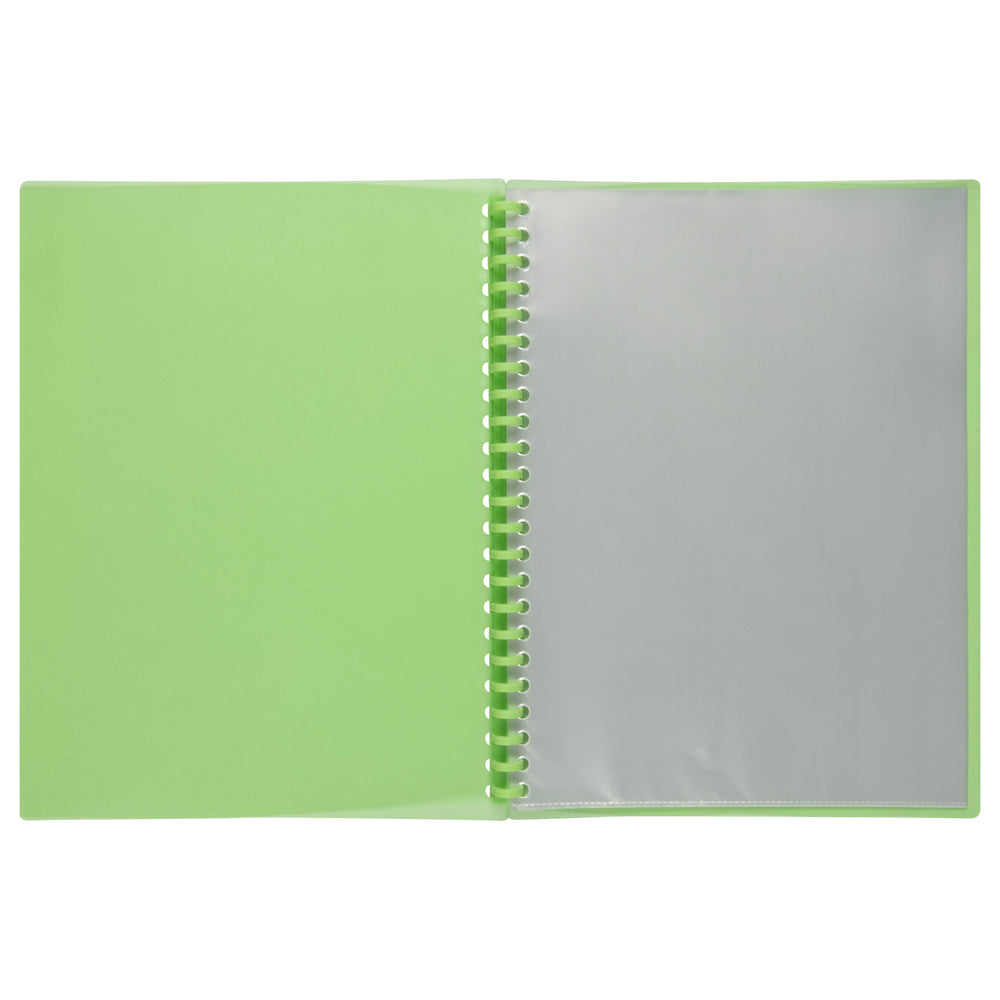 2007304-marbig-20-pocket-a4-refillable-display-book-translucent-lime