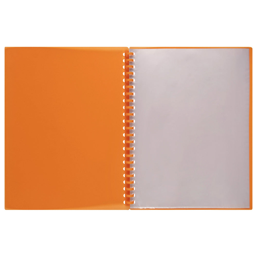 2007306-marbig-20-pocket-a4-refillable-display-book-translucent-orange