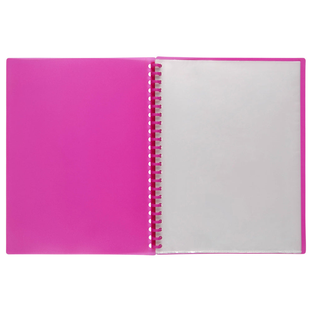 2008509-marbig-20-pocket-a4-refillable-clearview-display-book-translucent-pink