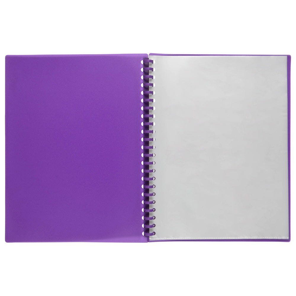 2008519-marbig-20-pocket-a4-refillable-clearview-display-book-translucent-purple
