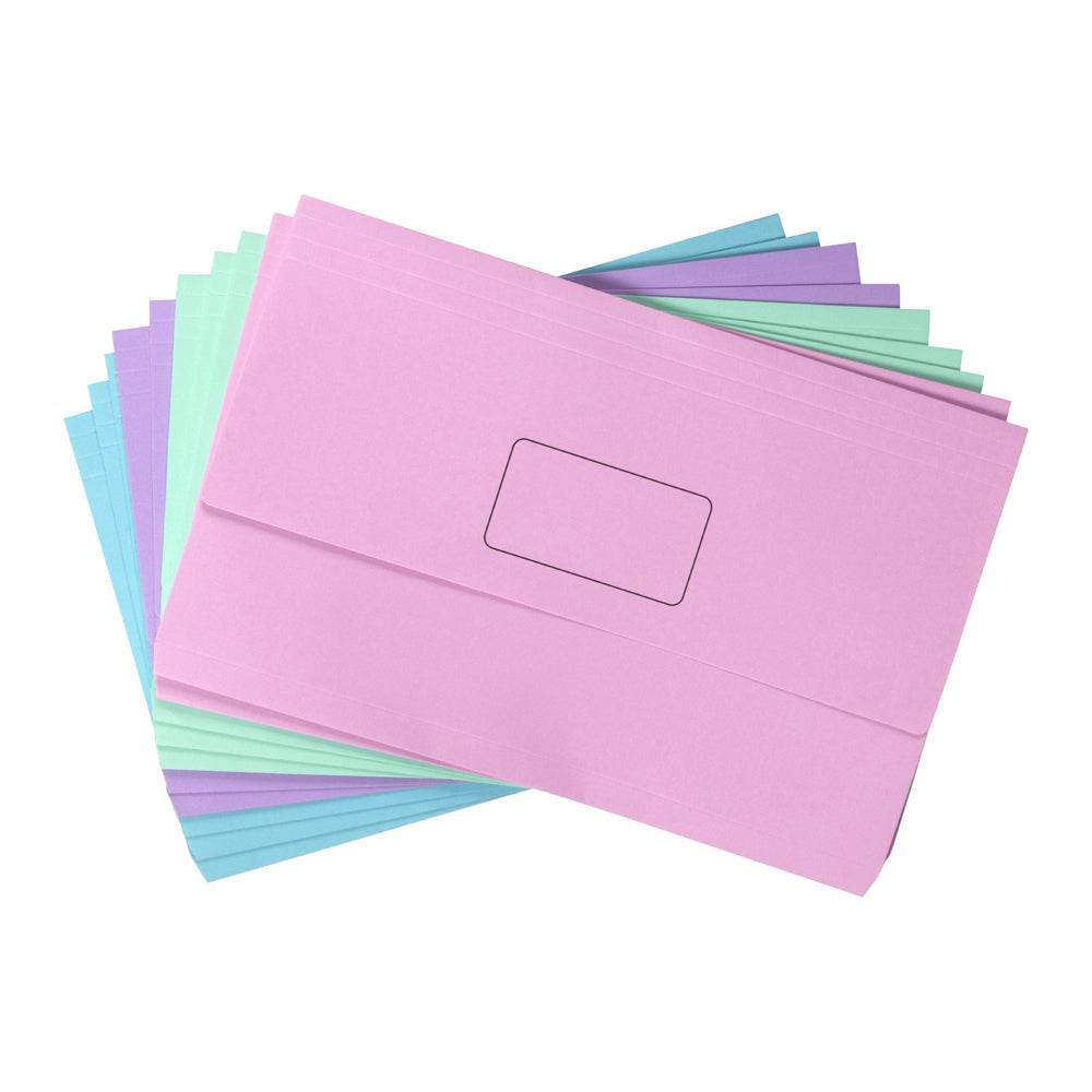 4005199-10pc-marbig-pastel-slimpick-foolscap-document-wallet-assorted