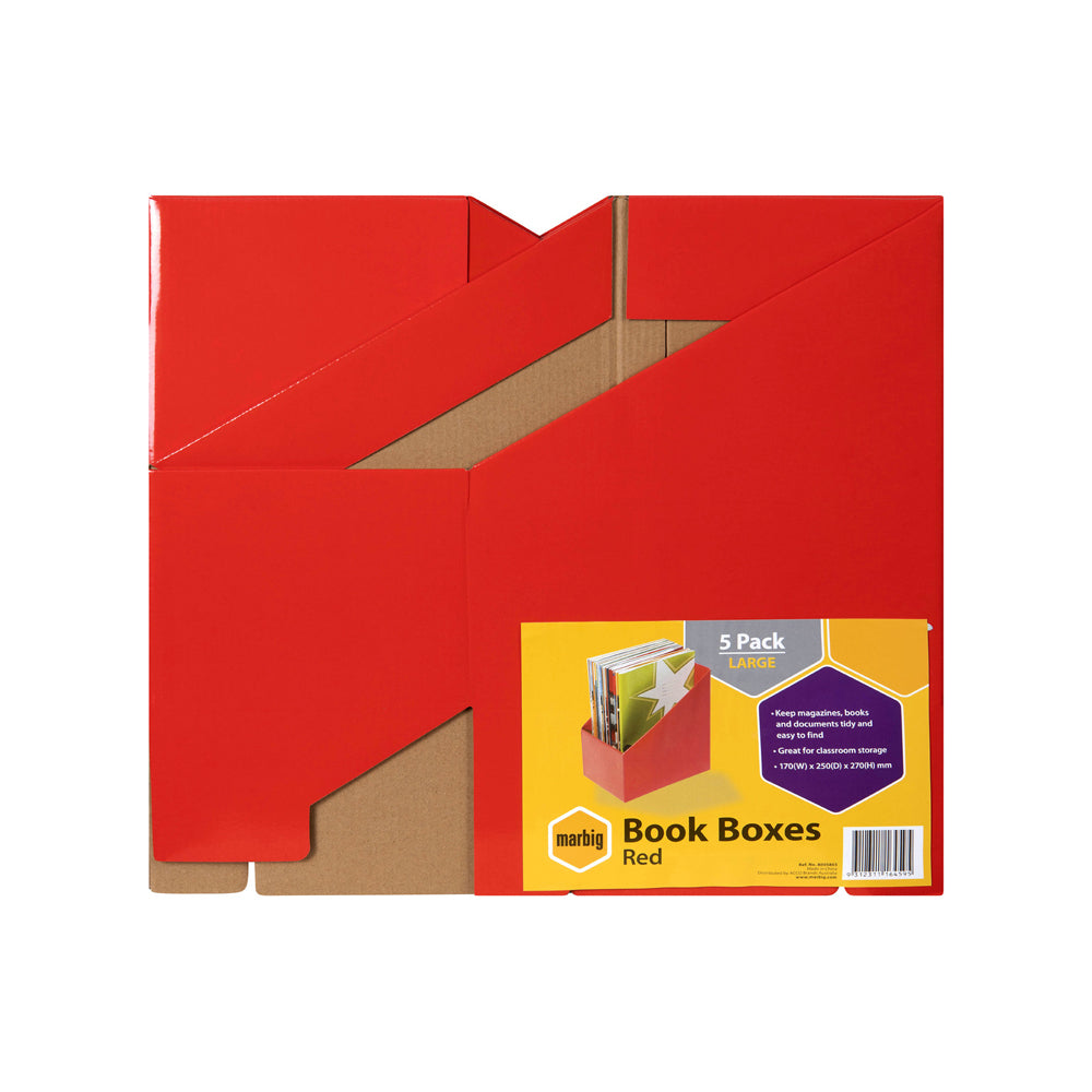 8005803-5pc-marbig-27x17cm-magazine-book-storage-holder-box-large-red