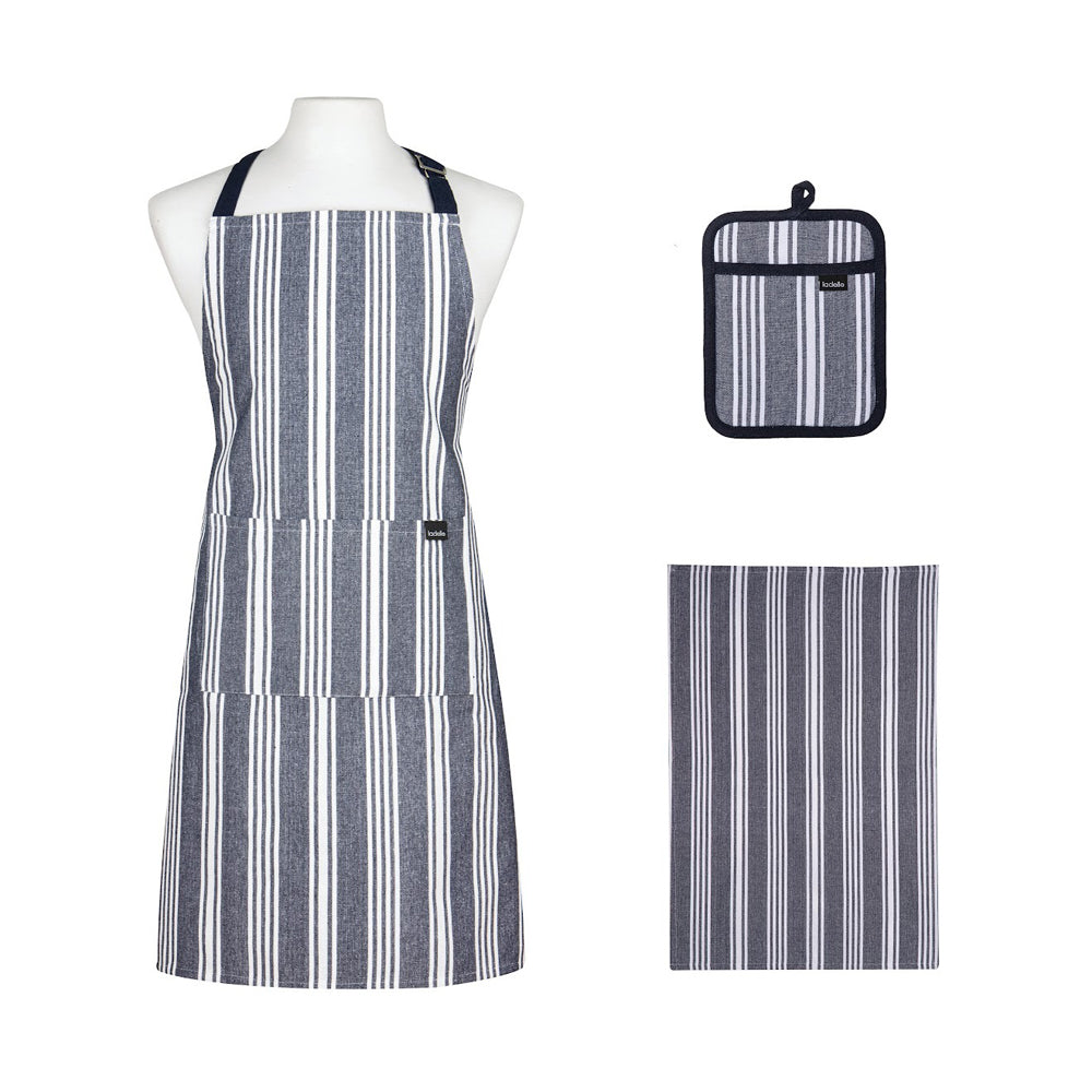 40466-02-3pc-ladelle-eco-stripe-apron-potholder-towel-kitchen-accessory-set-navy