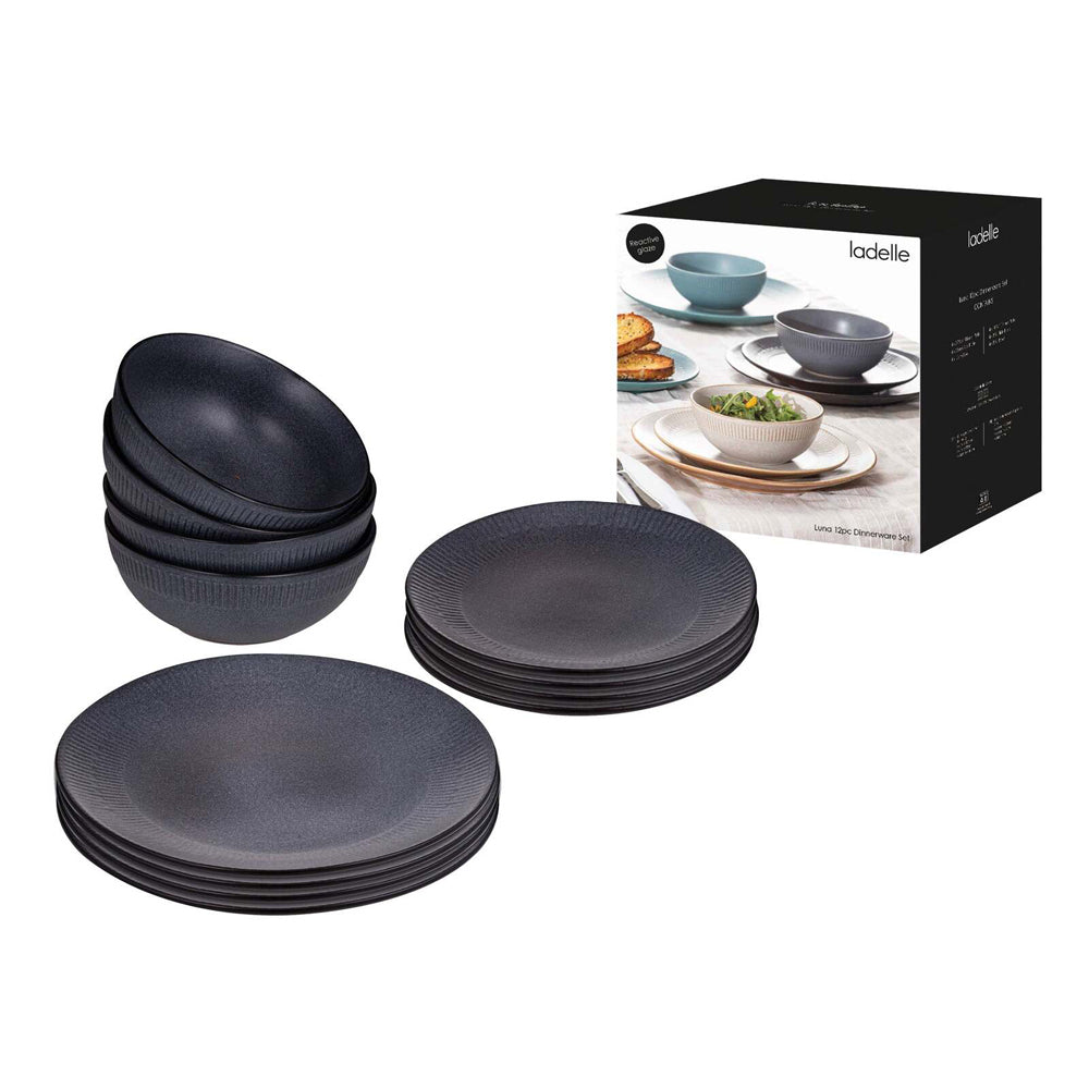 60776-12pc-ladelle-luna-stoneware-side-plate-dinner-bowl-dinnerware-set-charcoal