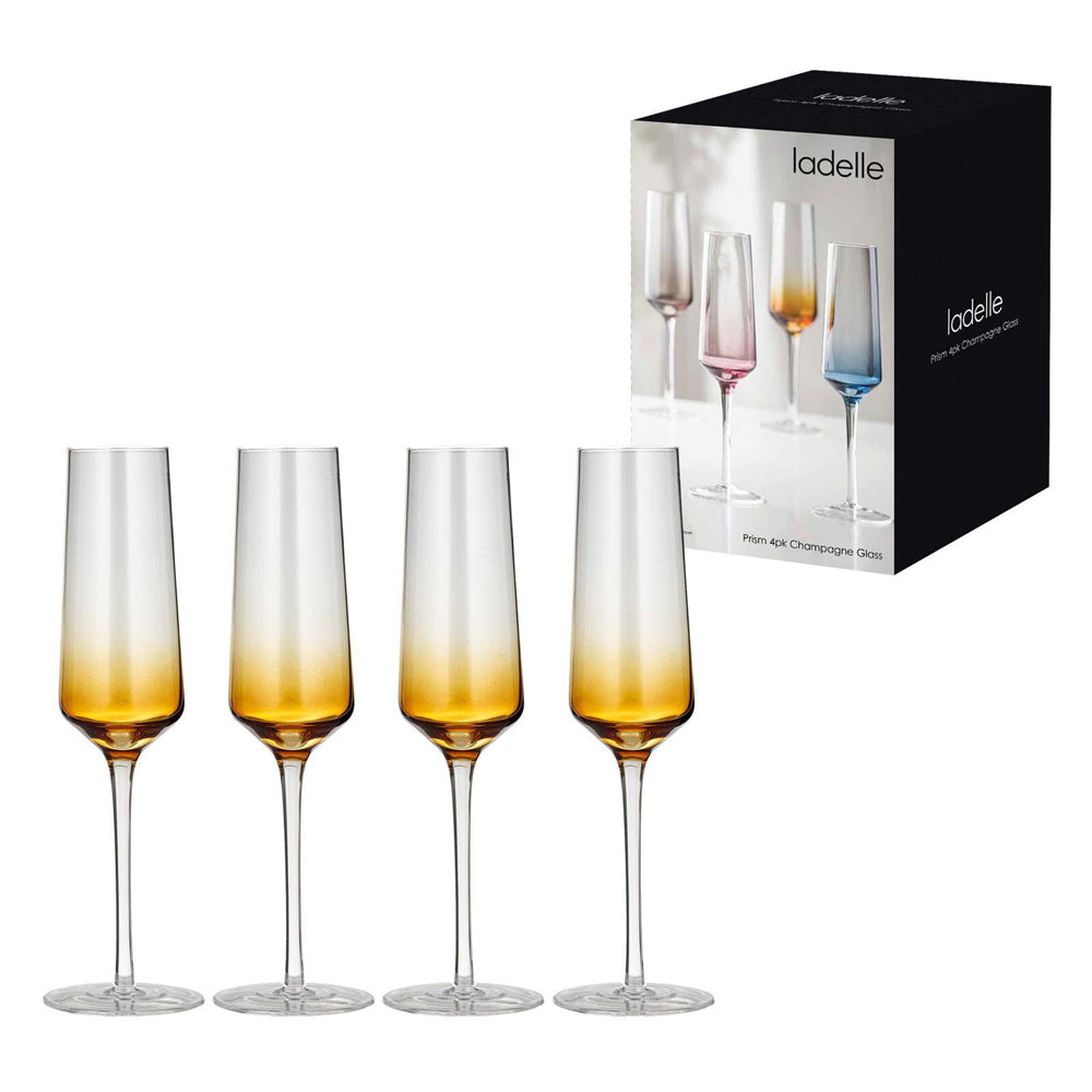 60793-4pk-ladelle-prism-240ml-champagne-glass-drinkware-set-amber
