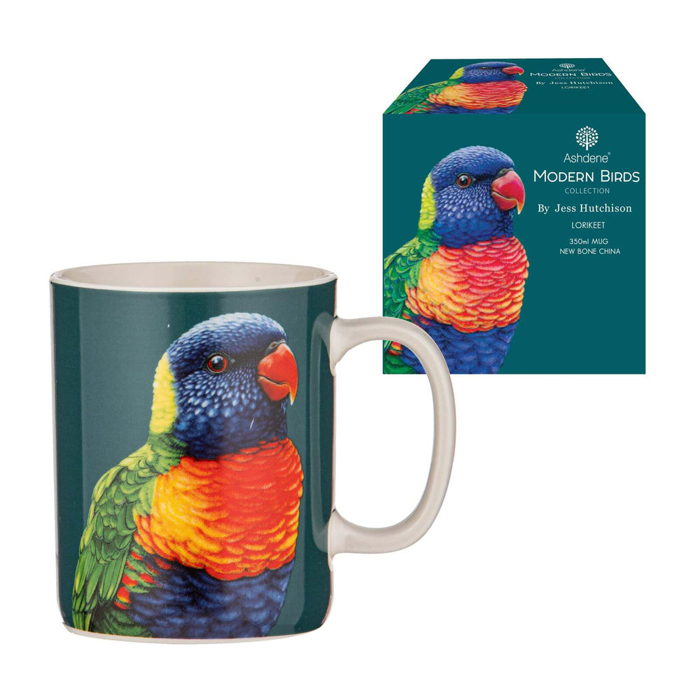 521856-ashdene-new-bone-china-350ml-modern-birds-rainbow-lorikeet-mug
