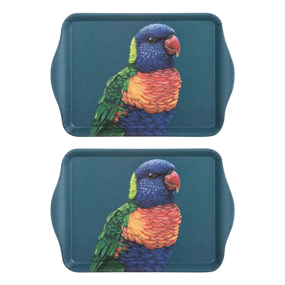 521876-2pk-ashdene-matte-melamine-modern-birds-rainbow-lorikeet-21cm-scatter-tray