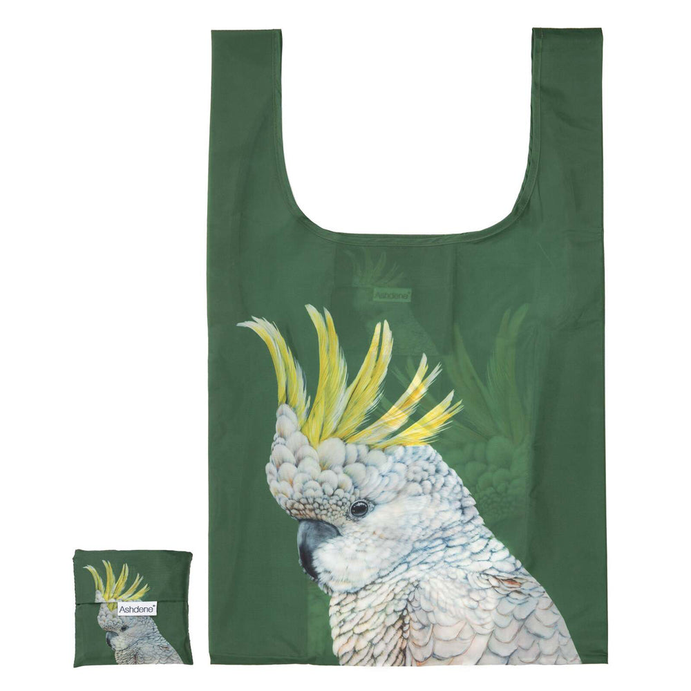 521883-ashdene-plastic-64x36cm-modern-birds-cockatoo-shopping-bag-green