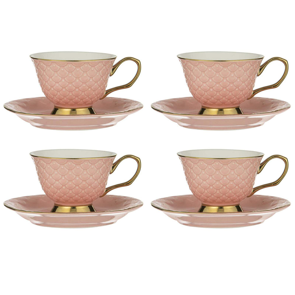 521902-4x-ashdene-new-bone-china-blush-ripple-cup-saucer-set-pink
