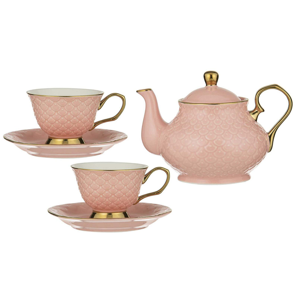 521906-ashdene-new-bone-china-ripple-blush-teapot-2-teacup-set-pink