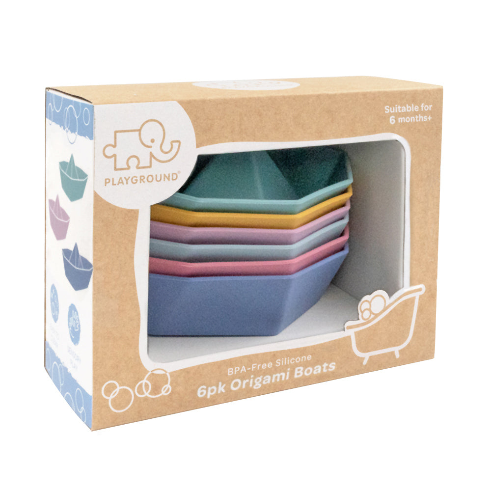 4230392-6pk-playground-10-5cm-origami-silicone-bath-boats-toy