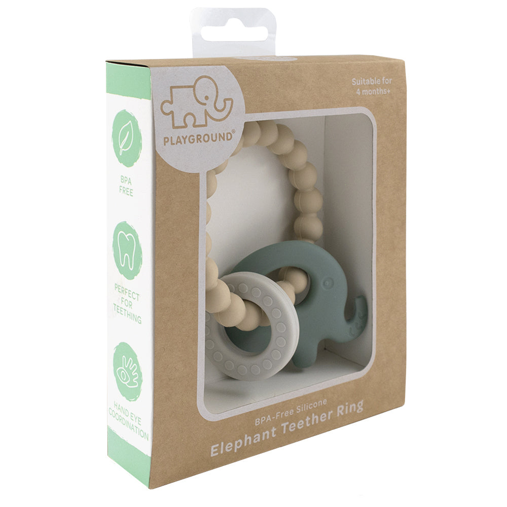 4236112-playground-baby-11cm-silicone-beechwood-elephant-teether-3m-sage