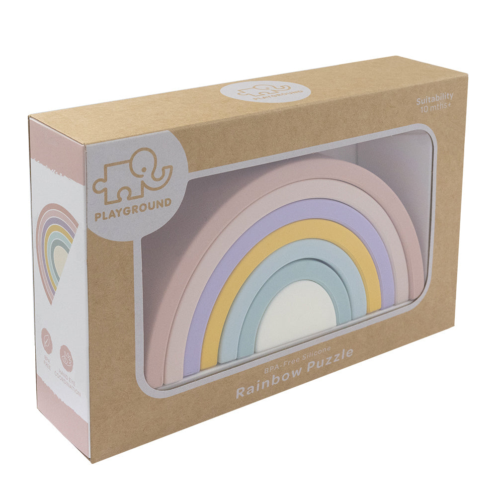 4237111-playground-14cm-silicone-rainbow-puzzle-baby-infant-6m-rose