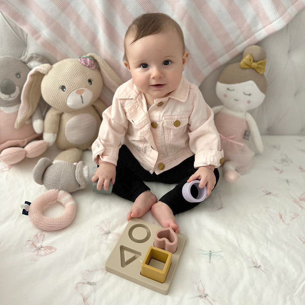 4238101-playground-rose-12cm-silicone-shape-puzzle-baby-infant-toy-6m