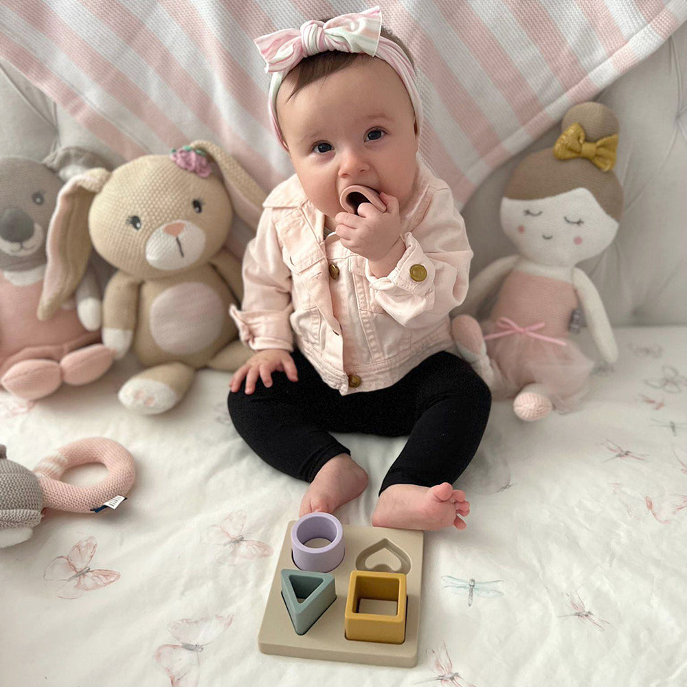 4238101-playground-rose-12cm-silicone-shape-puzzle-baby-infant-toy-6m