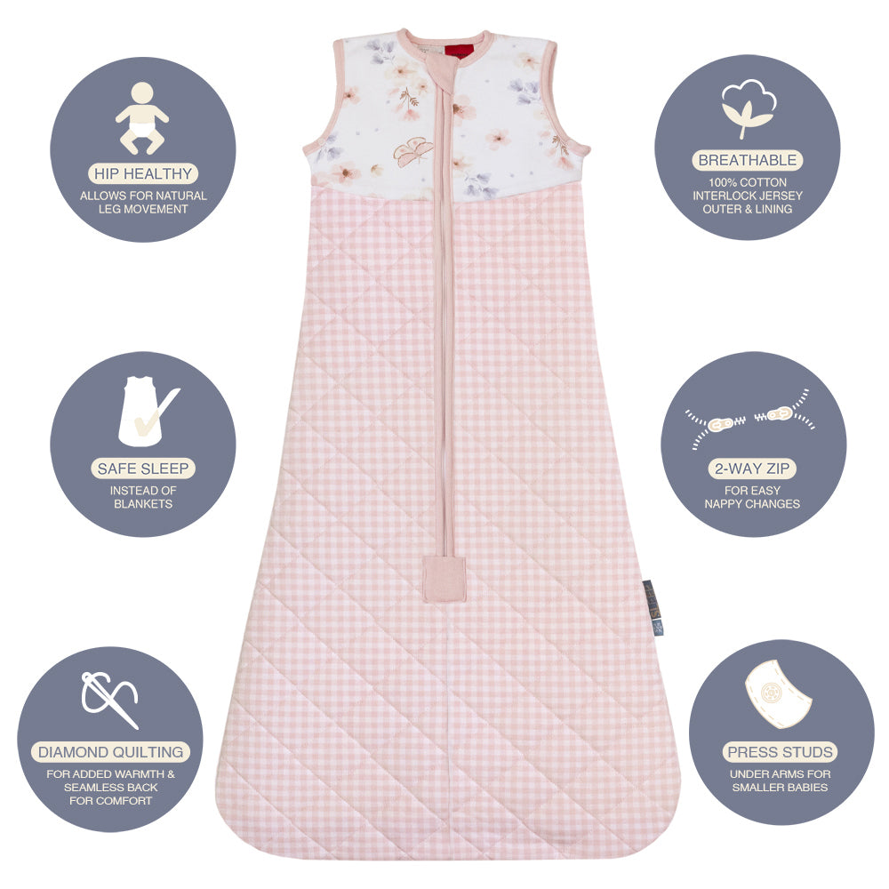 Smart Sleep 2.5TOG Quilted Sleeping Bag Baby 18-36m - Butterfly Garden