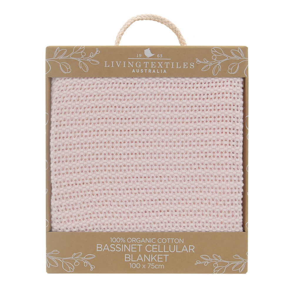 Living Textiles Baby 100cm Cotton Bassinet Cellular Blanket - Rose Quartz