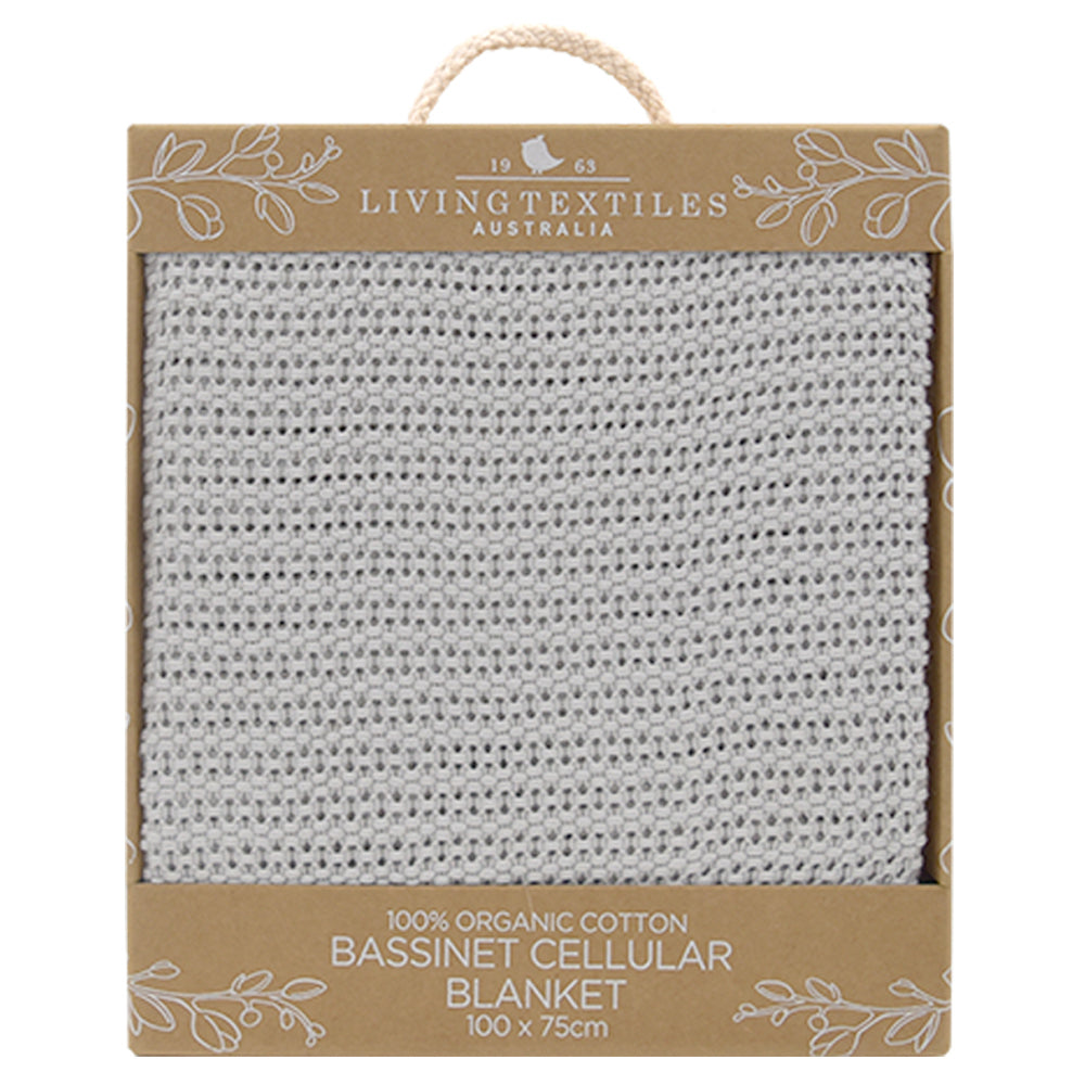 Living Textiles Baby 100cm Cotton Bassinet/Cradle Cellular Blanket - Grey