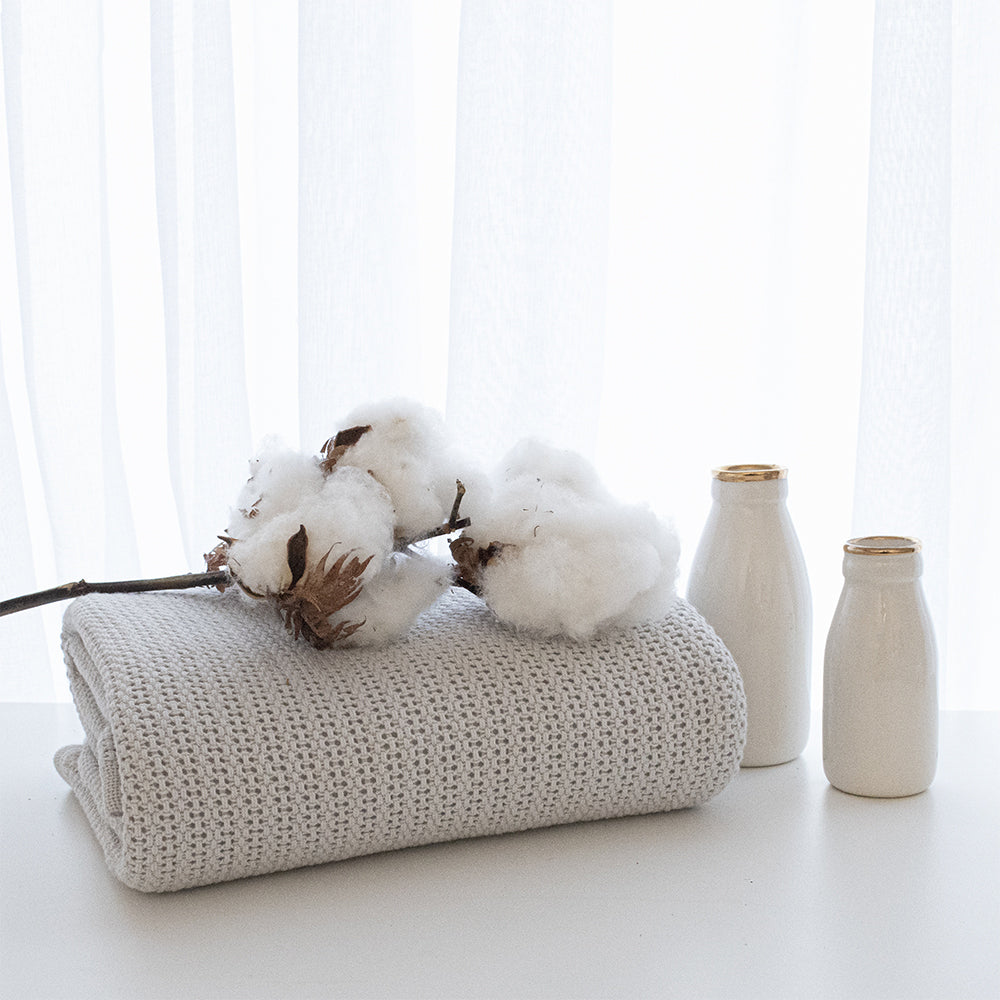 Living Textiles Baby 100cm Cotton Bassinet/Cradle Cellular Blanket - Grey