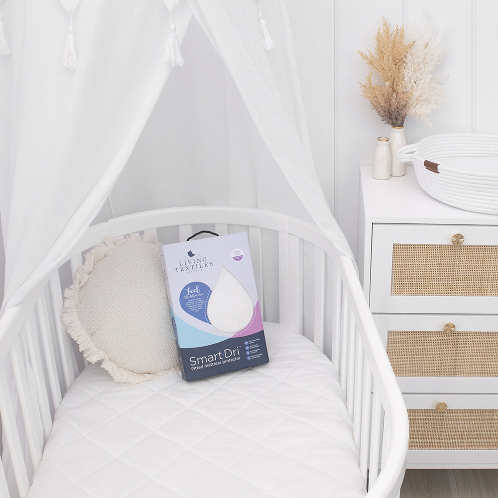 Smart-Dri Baby 127cm Waterproof Oval Cot Mattress Protector - White