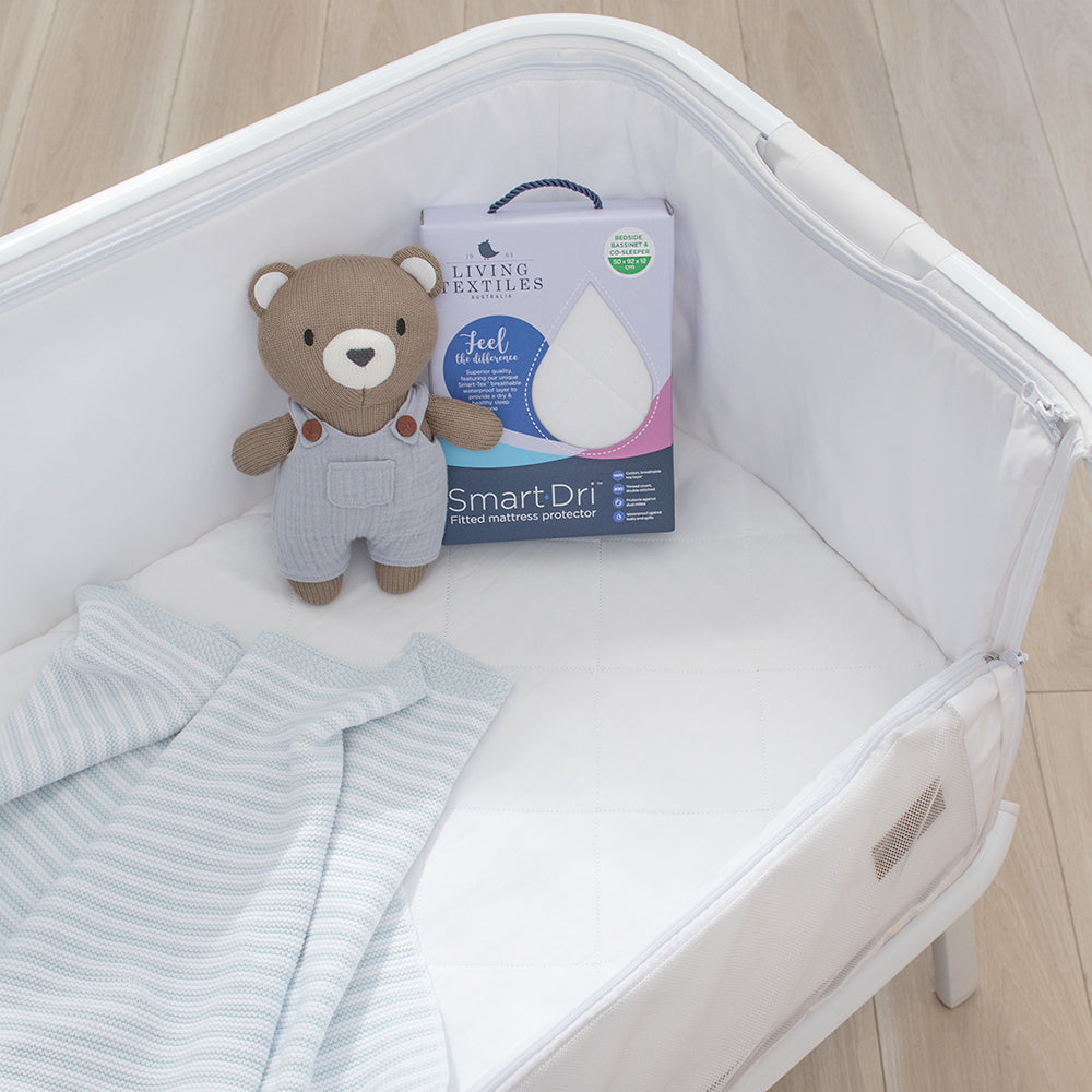 Smart-Dri 92cm Baby Waterproof Bedside Bassinet Mattress Protector - White