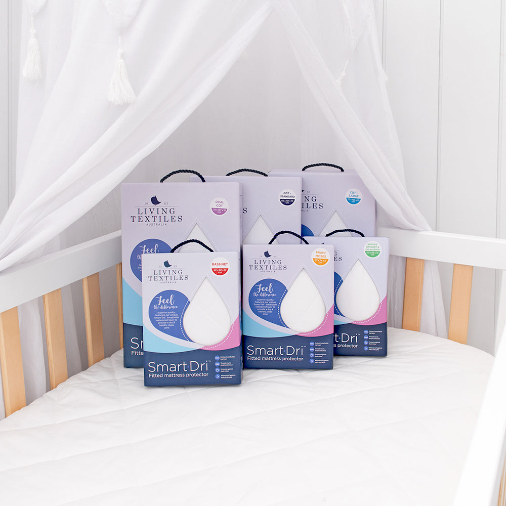 Smart-Dri 92cm Baby Waterproof Bedside Bassinet Mattress Protector - White