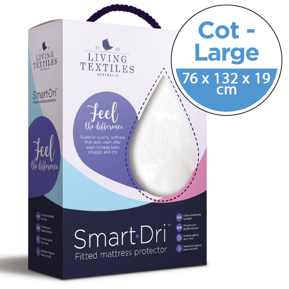 Smart-Dri Baby 132cm Waterproof Cot Mattress Protector Large - White