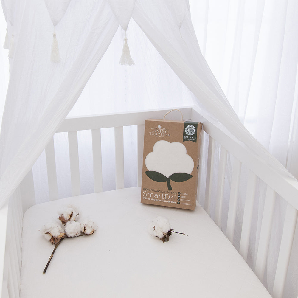 Smart-Dri Baby 135cm Waterproof Cot Mattress Protector Large - White