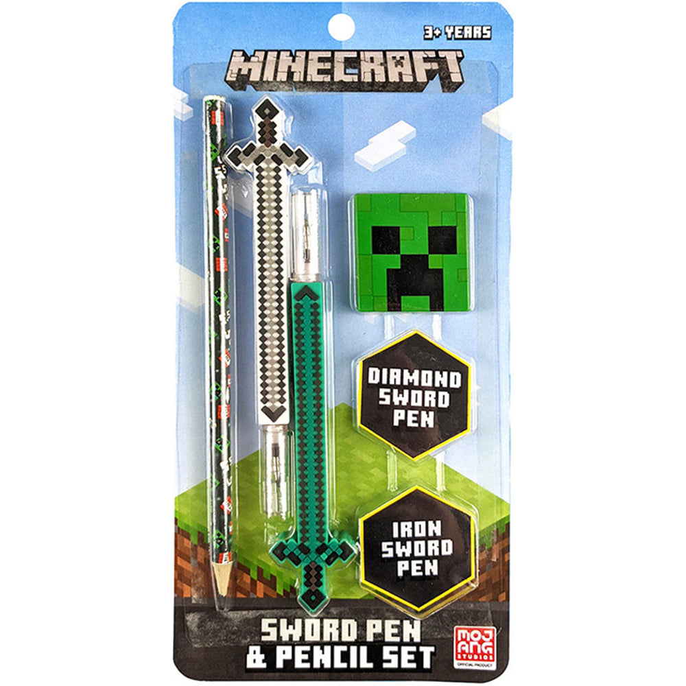 442-016137-3pk-minecraft-sword-pen-pencil-set-kids-writing-stationery-3y