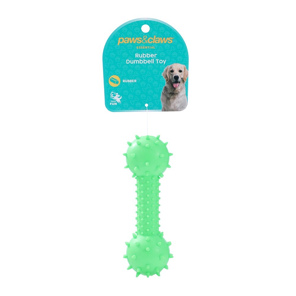 36034-paws-claws-rubber-14-5x5cm-dumbbell-pet-dog-toy-assorted